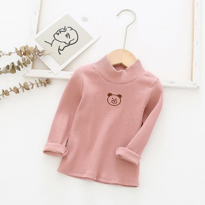 Tiny Embroidered Bear Ribbed Top - MomyMall Pink / 18-24 Months