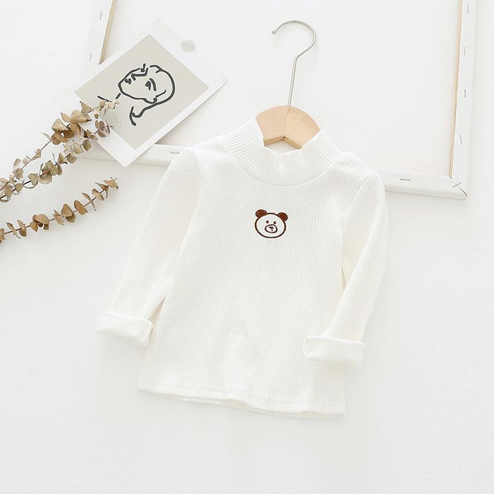 Tiny Embroidered Bear Ribbed Top - MomyMall White / 18-24 Months