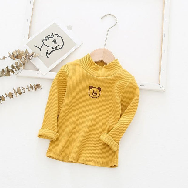 Tiny Embroidered Bear Ribbed Top - MomyMall Yellow / 18-24 Months
