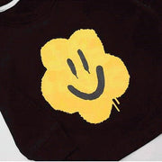 Smiley Flower Face Printed Top - MomyMall 9-12 Months / Black