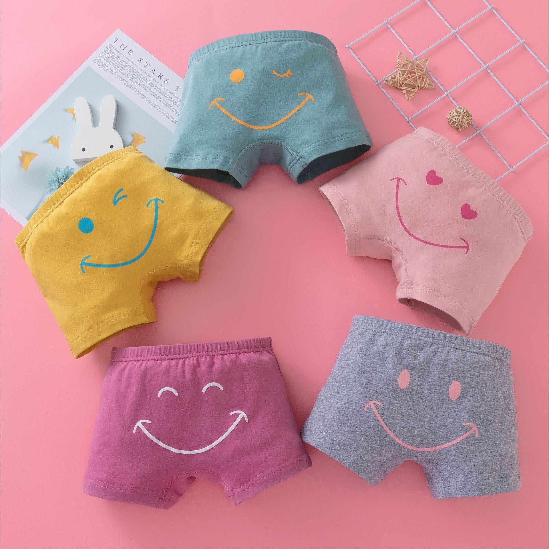 Smiley Face Cotton Boy Shorts [Set of 5] - MomyMall