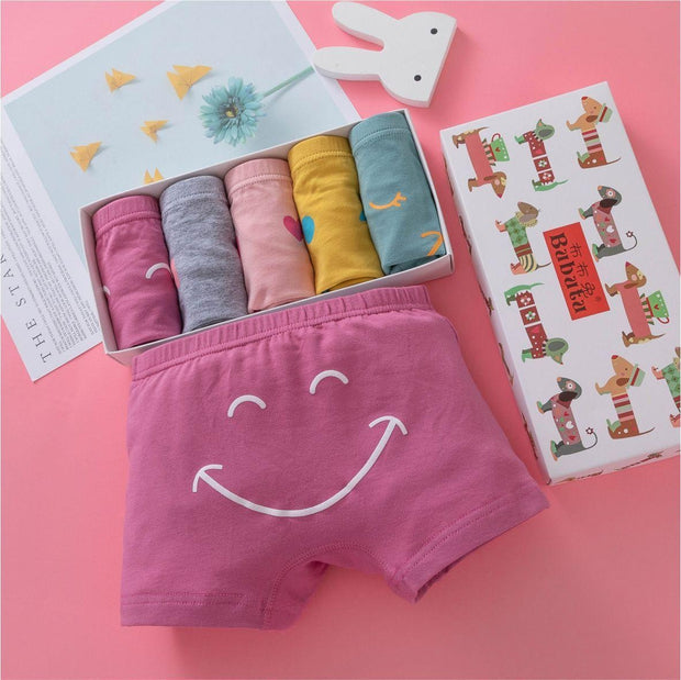 Smiley Face Cotton Boy Shorts [Set of 5] - MomyMall 3-4 Years
