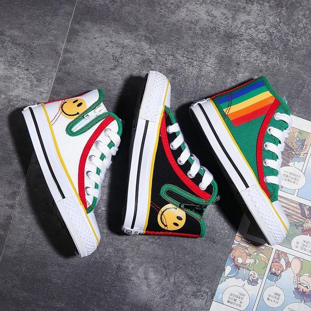 Smiley Face Rainbow High Top Sneakers