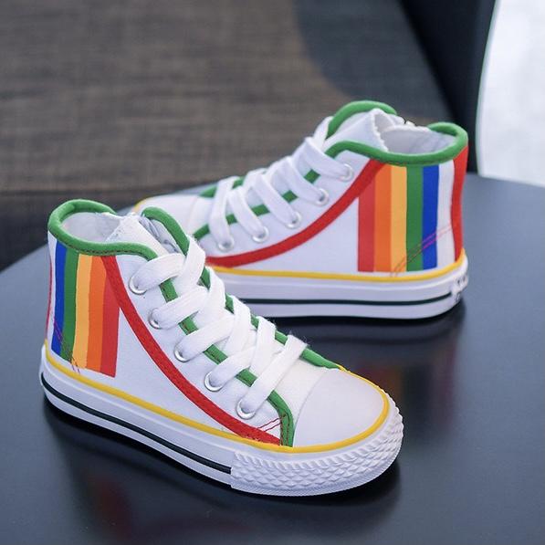 Smiley Face Rainbow High Top Sneakers