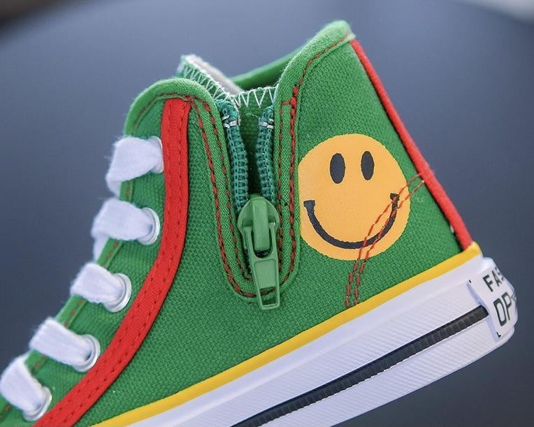 Smiley Face Rainbow High Top Sneakers