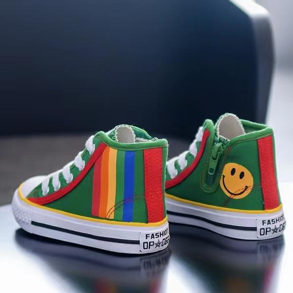 Smiley Face Rainbow High Top Sneakers