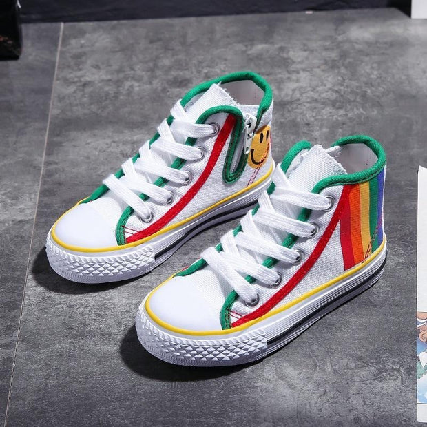 Smiley Face Rainbow High Top Sneakers