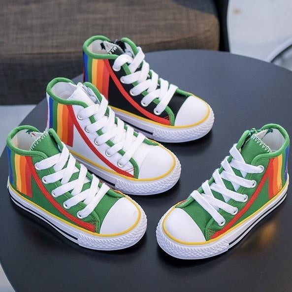 Smiley Face Rainbow High Top Sneakers