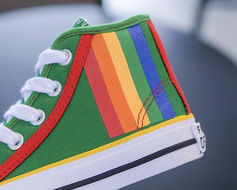 Smiley Face Rainbow High Top Sneakers