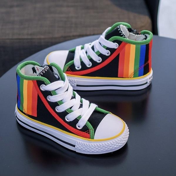 Smiley Face Rainbow High Top Sneakers