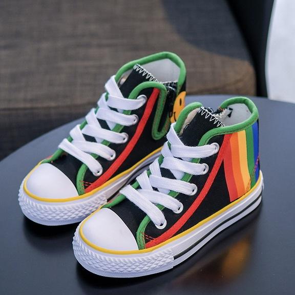 Smiley Face Rainbow High Top Sneakers