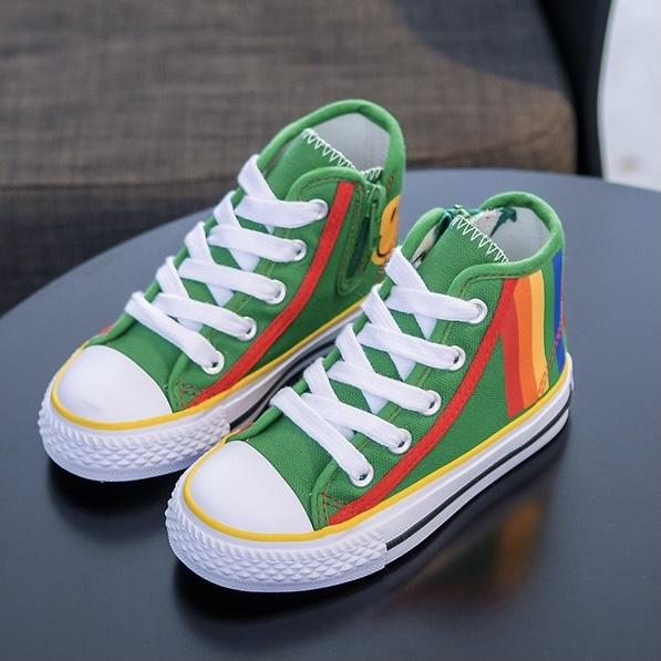 Smiley Face Rainbow High Top Sneakers