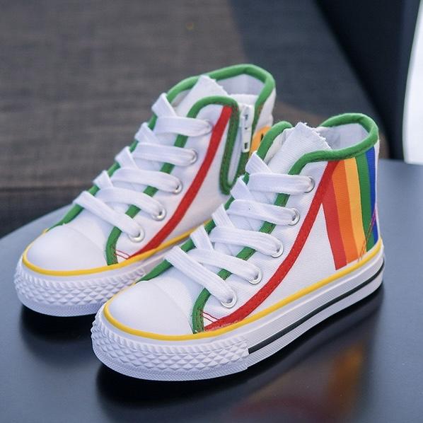 Smiley Face Rainbow High Top Sneakers