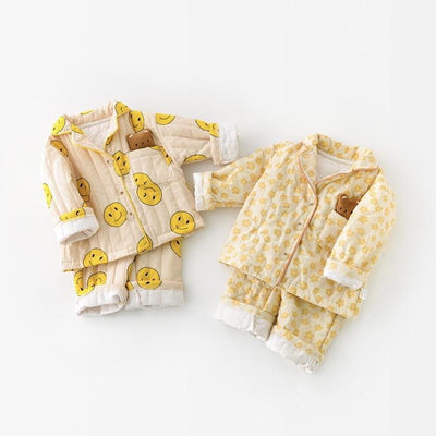 Smiley & Flower Padded Loungewear Set - MomyMall