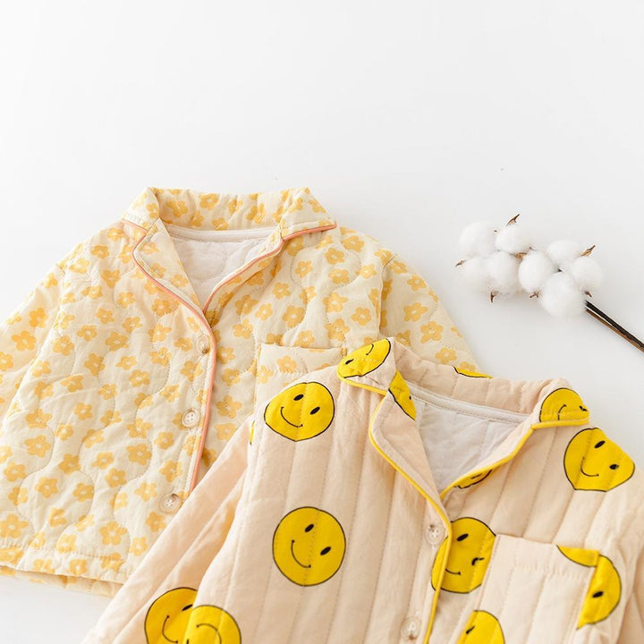Smiley & Flower Padded Loungewear Set - MomyMall