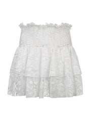 Smocked Lace Tiered Mini Skirt