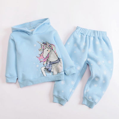 Snow Unicorn Plush Hoodie Set - MomyMall 2-3 Years