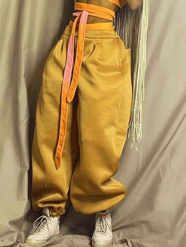 Solid Color Baggy Jogger Pants