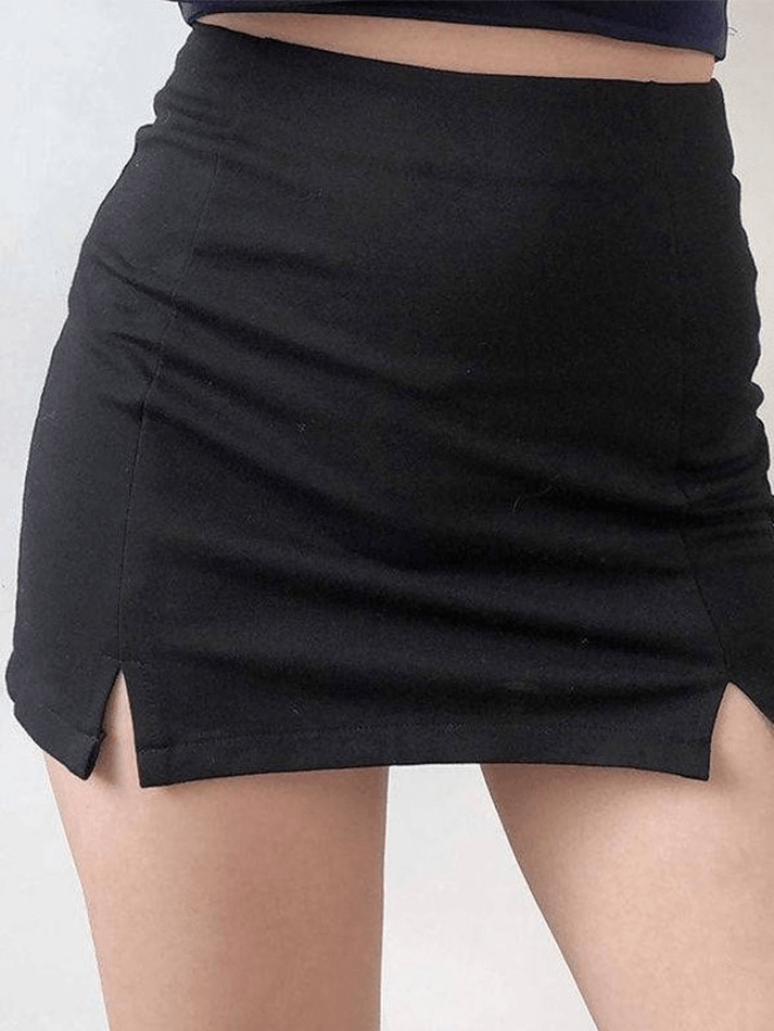 Split High Waist Mini Skirt