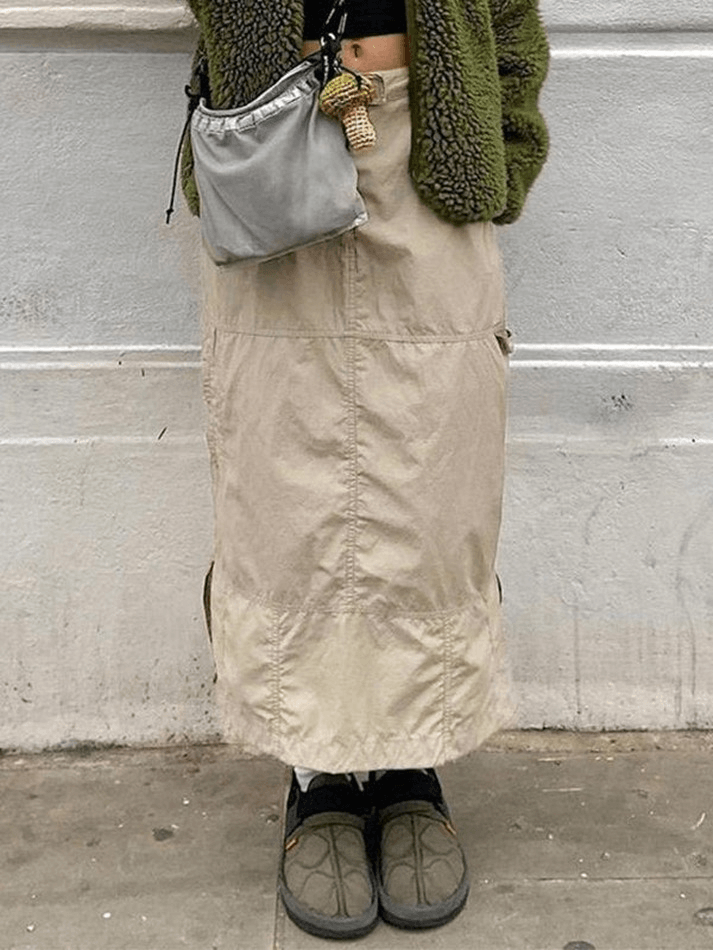 Split Y2K Long Cargo Skirt - MomyMall