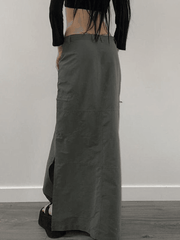 Split Y2K Low Waist Cargo Skirt - MomyMall