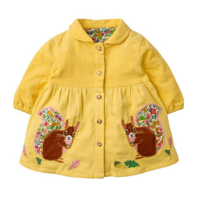 Squirrel Patch Corduroy Jacket Dress