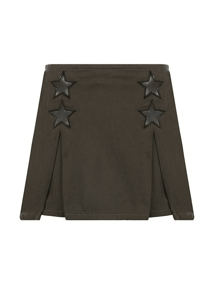 Star Patched Denim Cargo Mini Skirt - MomyMall