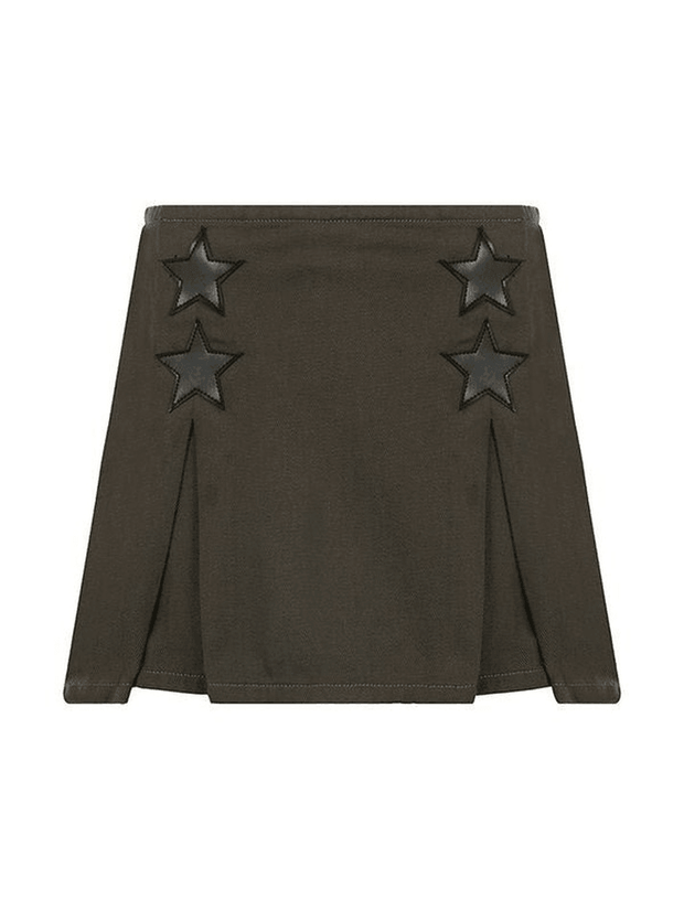 Star Patched Denim Cargo Mini Skirt - MomyMall