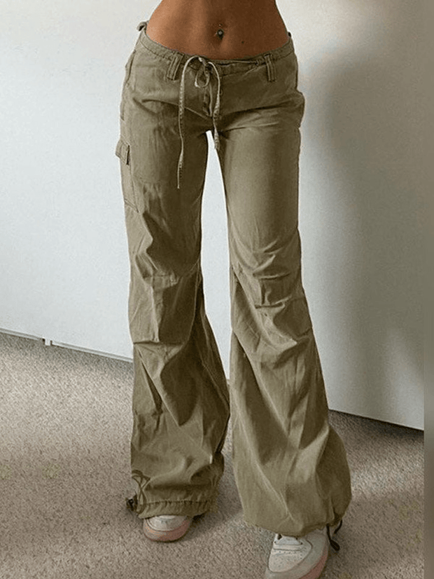 Straight Leg Pocket Cargo Pants - MomyMall Green / S