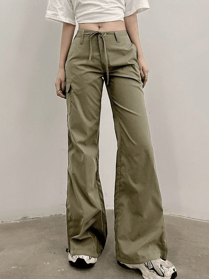 Straight Leg Pocket Cargo Pants - MomyMall