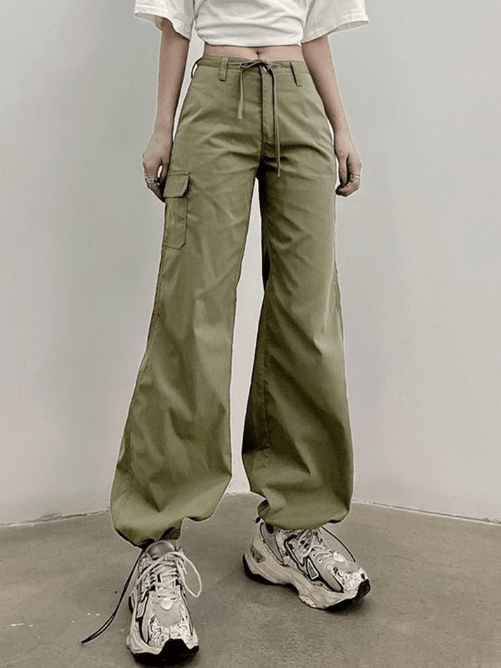 Straight Leg Pocket Cargo Pants - MomyMall