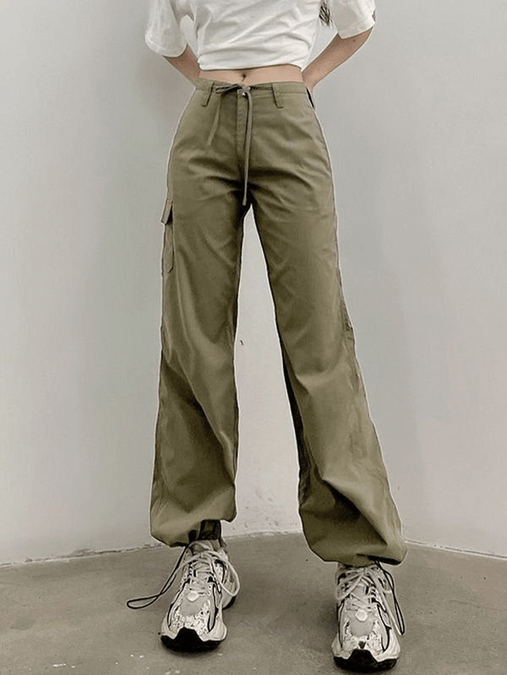 Straight Leg Pocket Cargo Pants - MomyMall