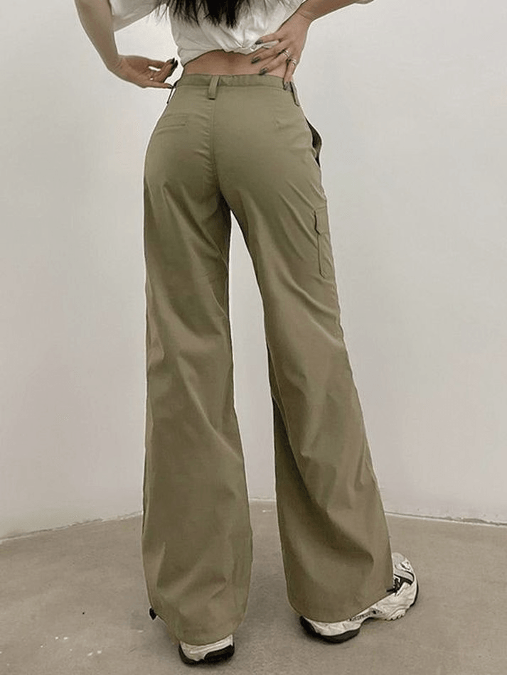 Straight Leg Pocket Cargo Pants - MomyMall