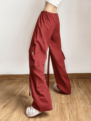 Pantalon Vintage à Jambe Droite avec Bretelles