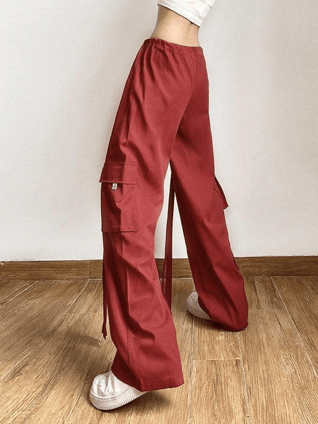 Pantalon Vintage à Jambe Droite avec Bretelles