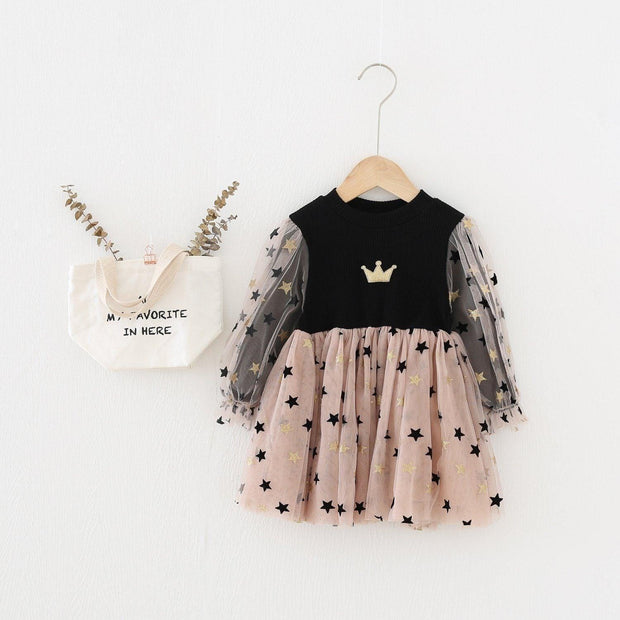 Strawberry & Stars Tulle Dress - MomyMall Black / 18-24 Months