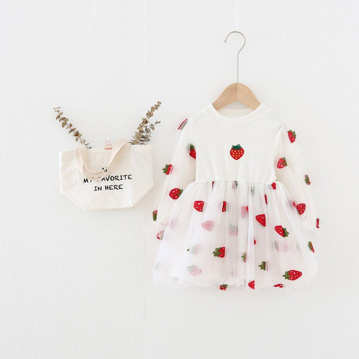 Strawberry & Stars Tulle Dress - MomyMall White / 18-24 Months