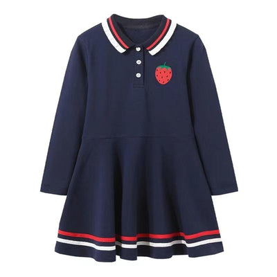 Mini Strawberry Long Sleeve Polo Dress