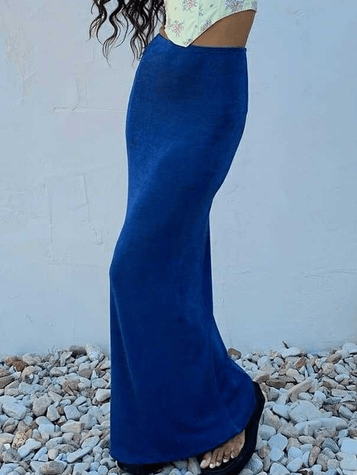 Stretchy Y2K Maxi Skirt - MomyMall