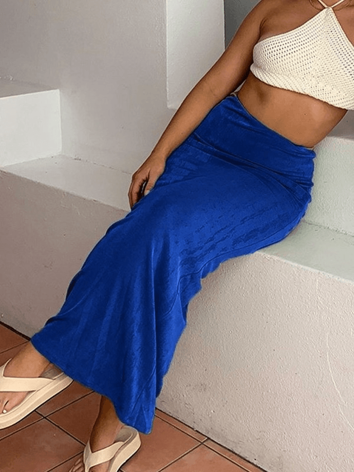 Stretchy Y2K Maxi Skirt - MomyMall