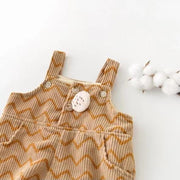 Striped Polka Dot Corduroy Plush Romper - MomyMall