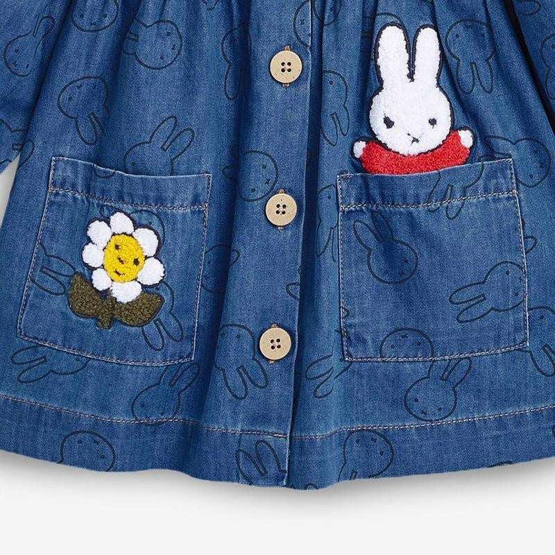 Sunflower Miffy Buttoned Denim Dress - MomyMall