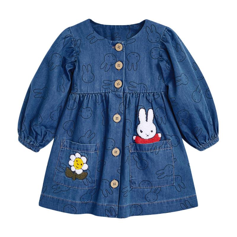white christmas dresses Faded Denim Sunflowers Tailgater Dress (XS, S only) – SPIRIT DRESS main image 0