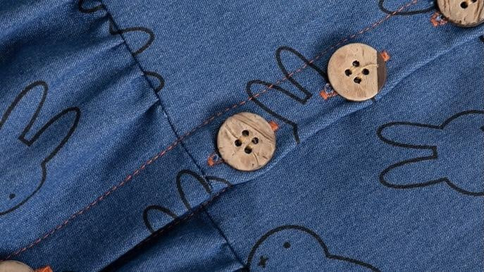 Sunflower Miffy Buttoned Denim Dress - MomyMall