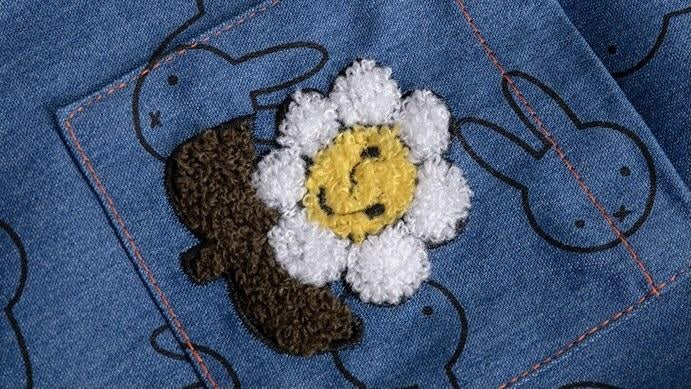Sunflower Miffy Buttoned Denim Dress - MomyMall