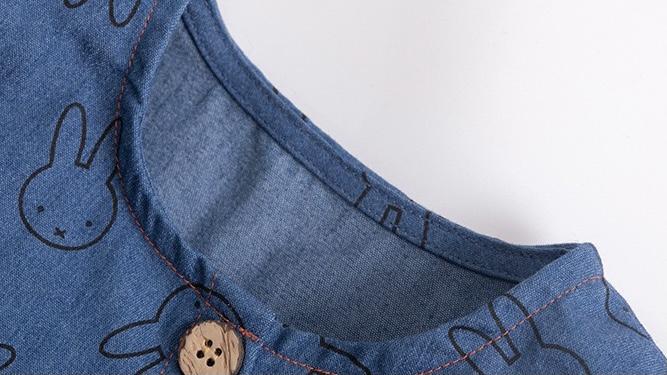 Sunflower Miffy Buttoned Denim Dress - MomyMall