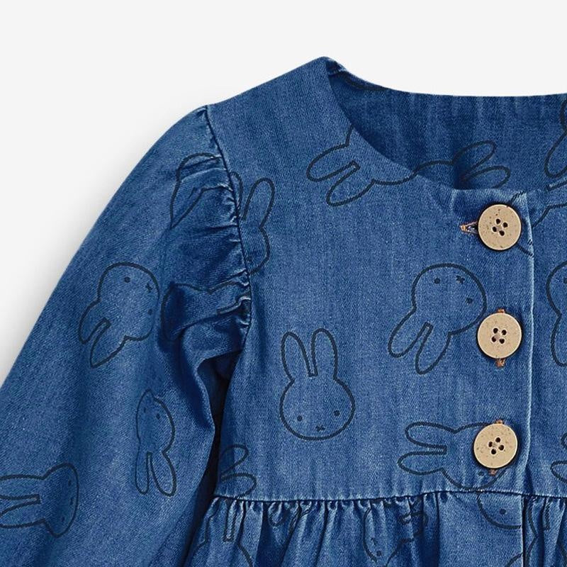 Sunflower Miffy Buttoned Denim Dress - MomyMall