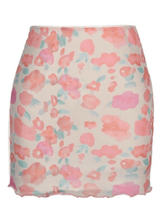 Sweet Summer Floral Mesh Paneled Mini Skirt