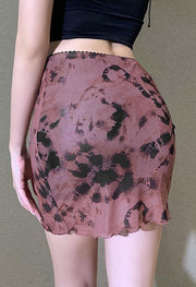 Tie-Dye Mesh Mini Skirt - MomyMall