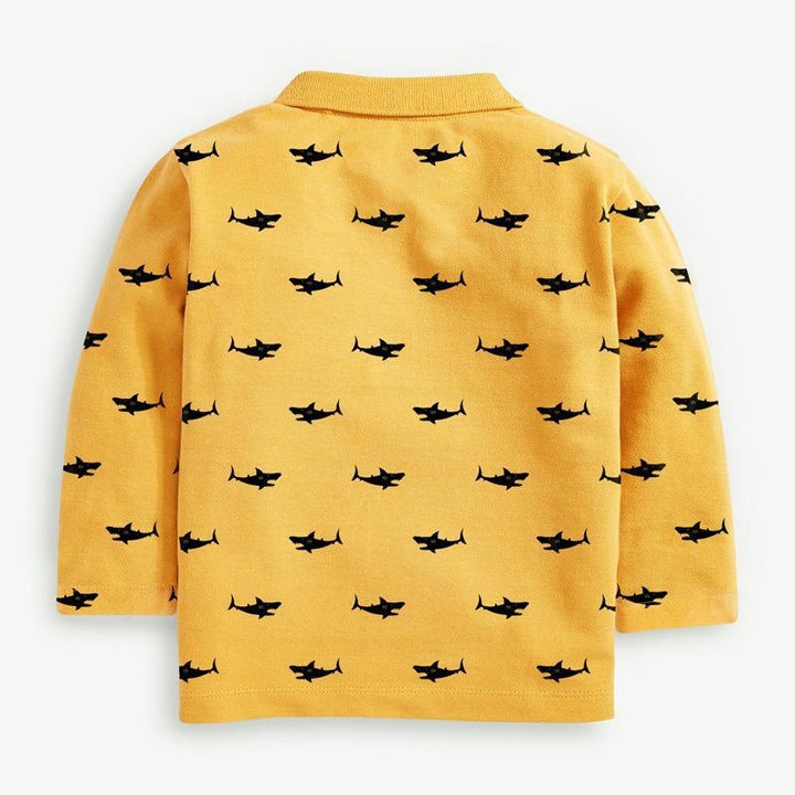 Tiny Shark Long Sleeve Polo Shirt - MomyMall